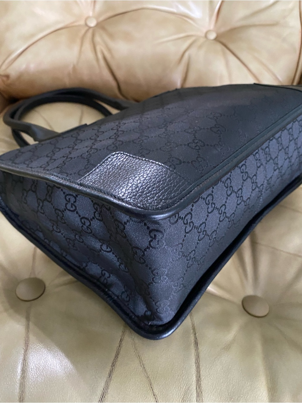 LKNW Gucci Tote Bag Top Handle GG Black Canvas/Leather COA - Picture 6 of 13